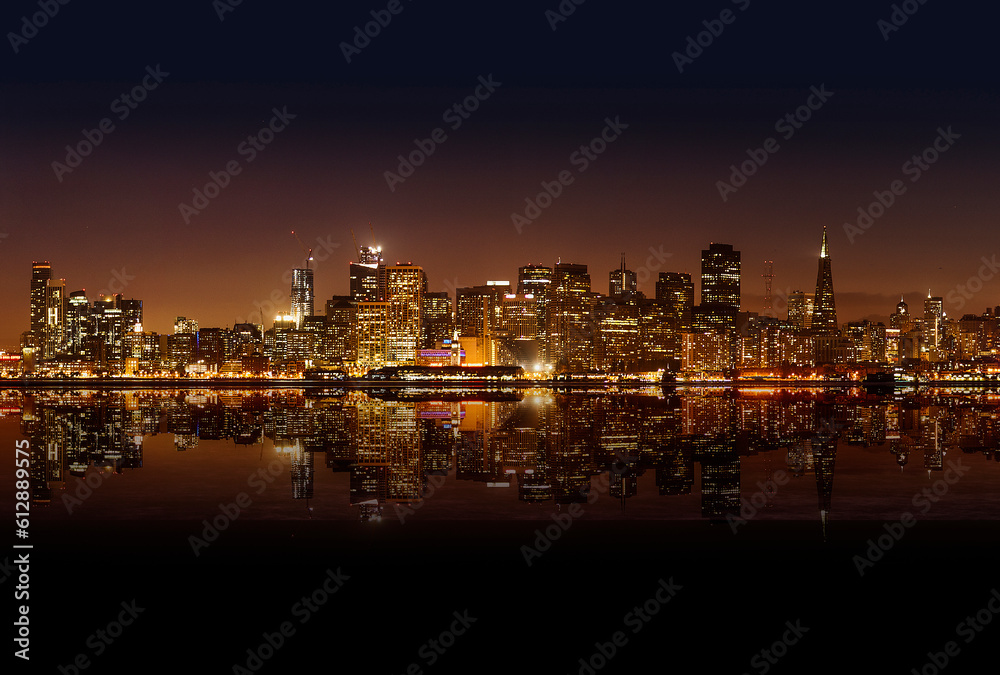 Night view of skyscrapers in San Francisco, United States