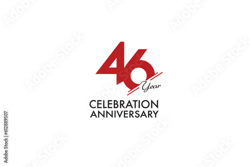 46th, 46 years, 46 year anniversary with red color isolated on white background, vector design for celebration vector