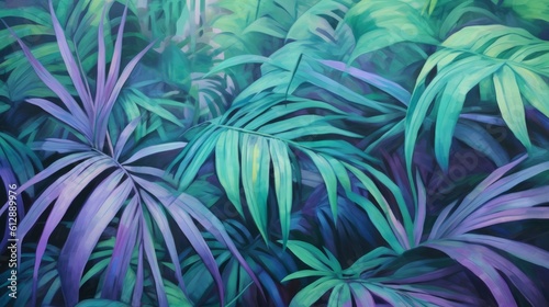 A tropical palm leaves background. AI generated