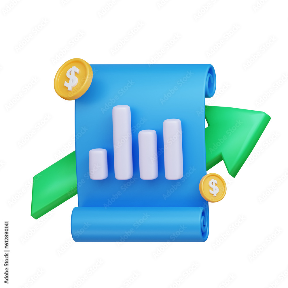 3d analytics graph grow up marketing icon illustration concept 3d analytics graph grow up marketing icon illustration concept