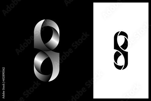 gradient metallic iron number 8 or eight logo design