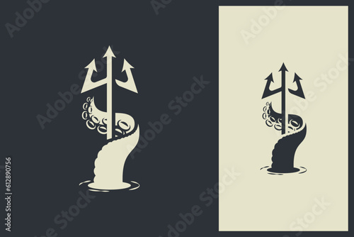 octopus or kraken tentacle holding a trident