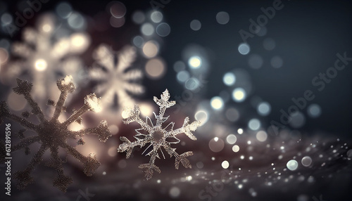 Abstract christmas background, Christmas bokeh and snowflake background, Generative AI