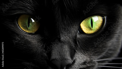 black cat with green eyes generative ai