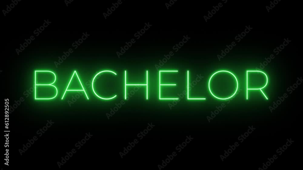 Flickering neon green glowing bachelor sign animated black background. Flickering neon green glowing bachelor sign animated black background.