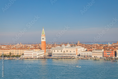 The Venice with St. Mark's Campanile, view of San Marco basin, Italy, Europe.