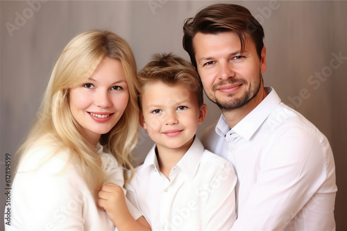 happy family mother father and kids at home. AI Generative