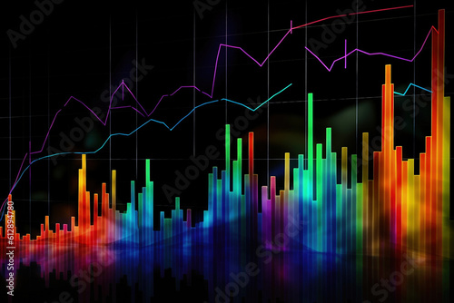 Stock market digital graph chart on LED display concept.AI Generative