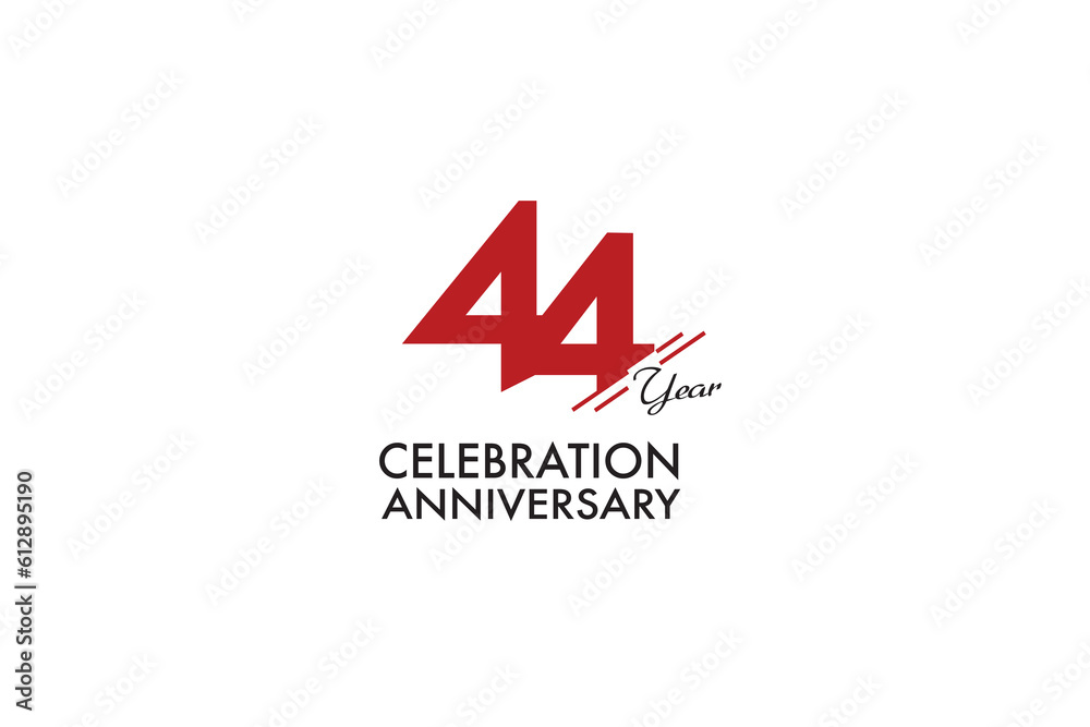 44th, 44 years, 44 year anniversary with red color isolated on white background, vector design for celebration vector 44th, 44 years, 44 year anniversary with red color isolated on white background, vector design for celebration vector