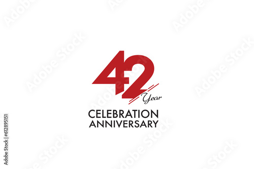 42th, 42 years, 42 year anniversary with red color isolated on white background, vector design for celebration vector