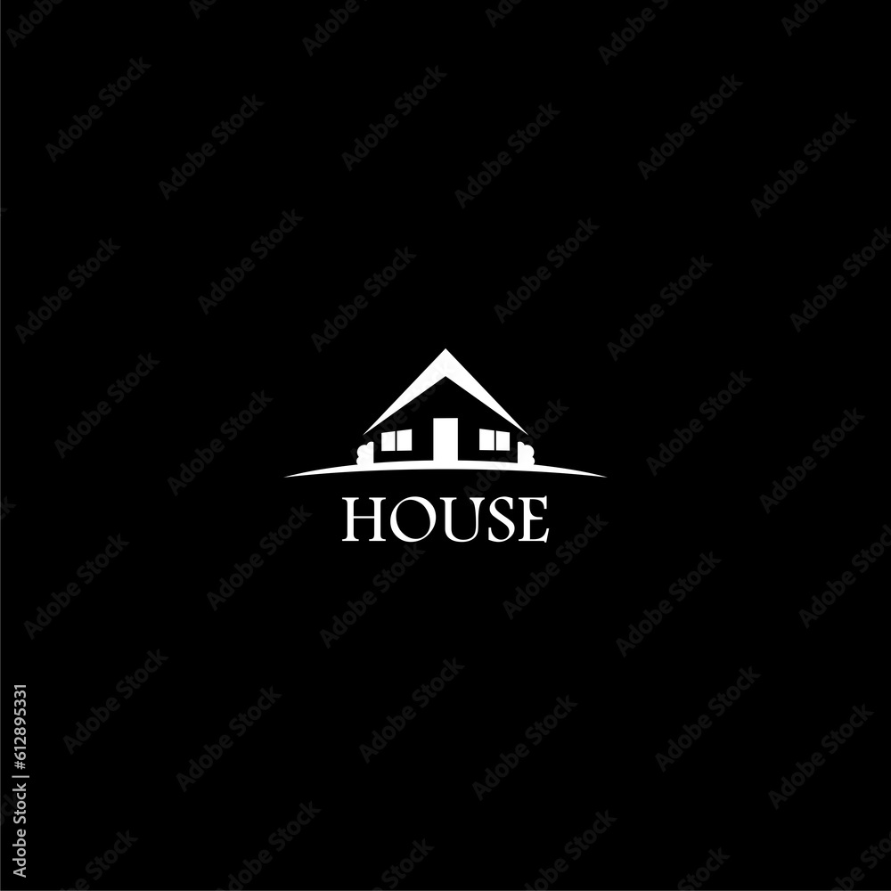 Logo House abstract real estate icon isolated on dark background