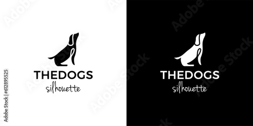 Photography Silhouette of Fox Dog Wolf Coyote Sitting for Lawn Furniture Landscape logo