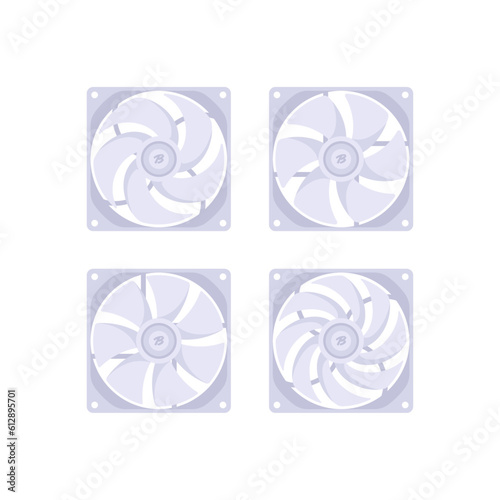 pc white fan Icon Isolated Sign Flat Style Vector Illustration Symbol on White Background