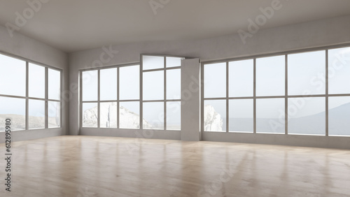 empty room glass window