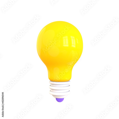 3d render yellow light bulb idea concept 3d illustration