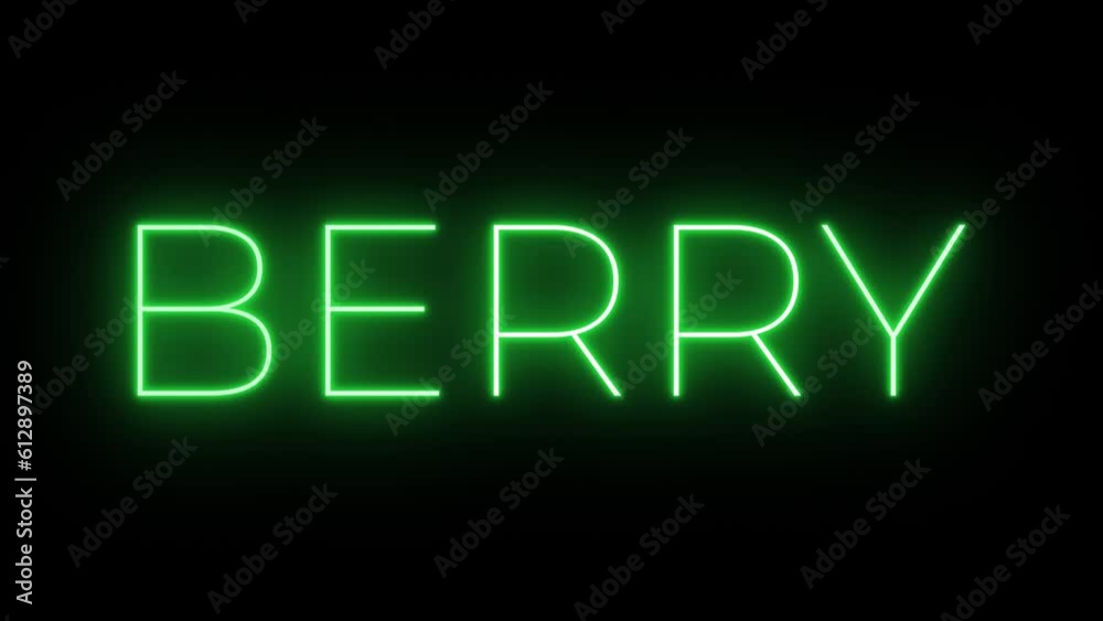 Flickering neon green glowing berry text animated black background Flickering neon green glowing berry text animated black background