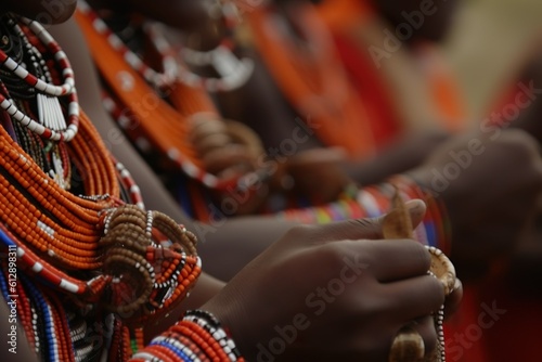 Artesanas africanas elaborando pulseras tradicionales con habilidad y destreza