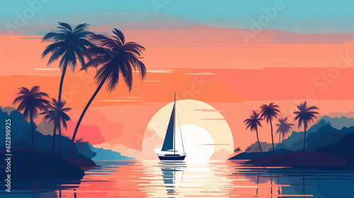Daytime Sailboat Beach Ambience sunlight in pastel colours