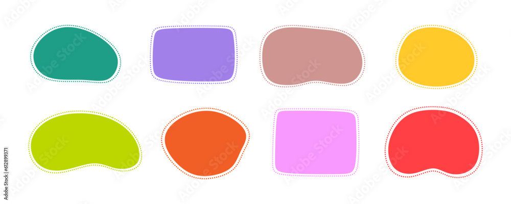 Set of speech bubbles in different colors and shapes. Collection of colorful speech balloon, chat bubble or dialog boxes. talk and dialogue design elements isolated. Vector illustration