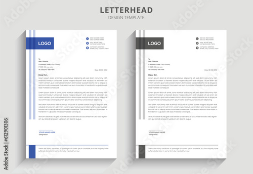 Professional corporate simple business letterhead design and business document template. 