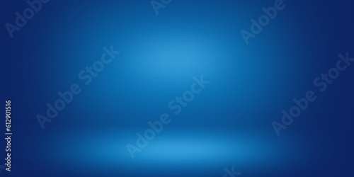 Blue light gradient wall background and floor, Effect cool tone wallpaper, Diffused beam of light.