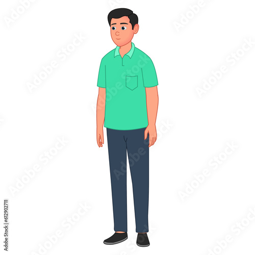 Indian young character, young character, standing pose, young father, cartoon character