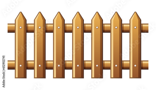 Wooden fence. Vector clipart isolated on white background.