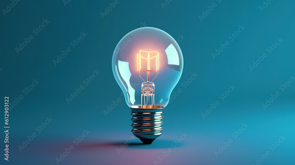 light bulb on blue background, Bright color. Generative ai light bulb on blue background, Bright color. Generative ai