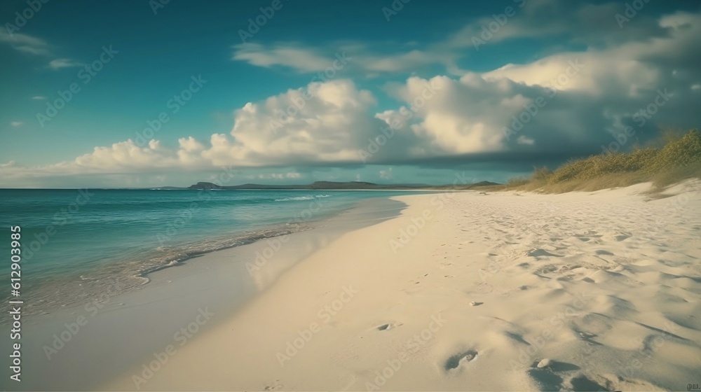 sand beach and blue sky, generative AI 