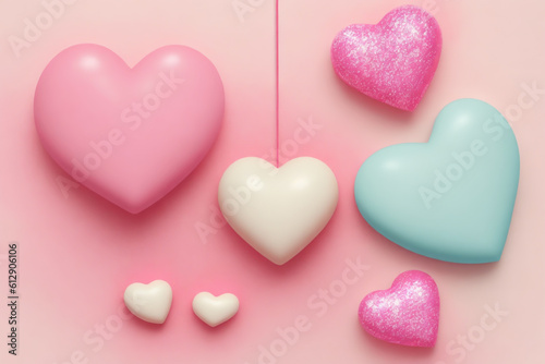 Geometric background with heart shapes generative AI. Love heart background.