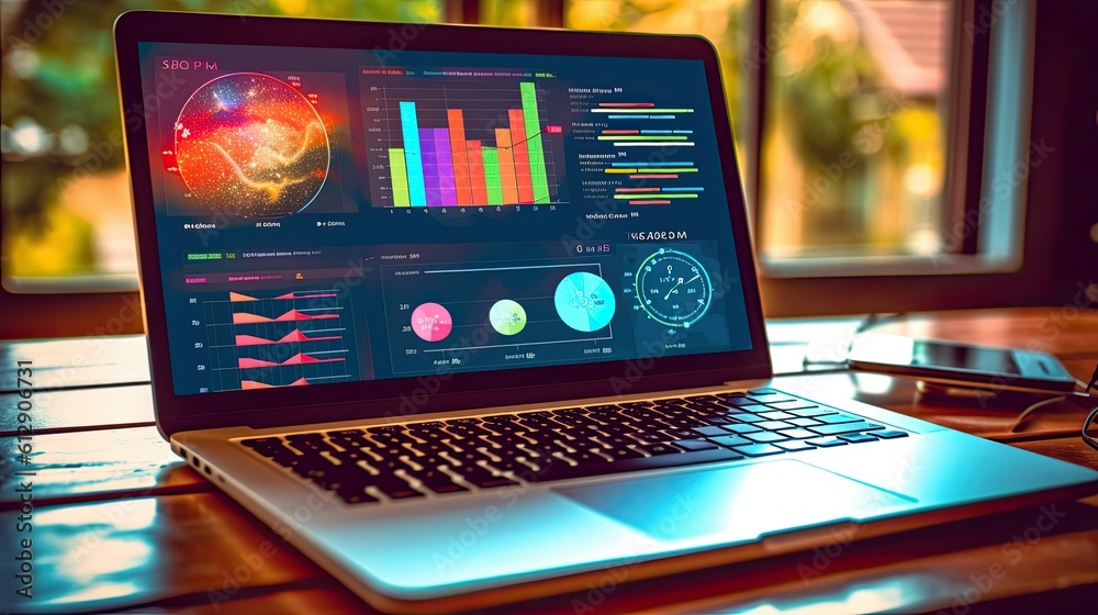 Computer laptop and dashboard for data business analysis and Data ...