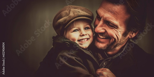 happy loving family. father and his son. father's day Generative AI
