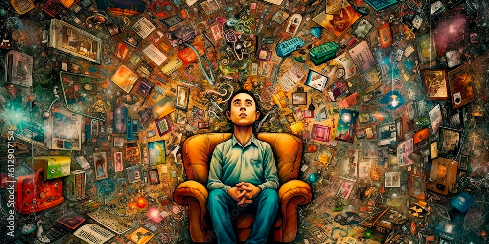 Fototapeta premium symptoms of obsessive-compulsive disorder (OCD), showcasing repetitive behaviors, intrusive thoughts, and the distress they can cause. Generative AI