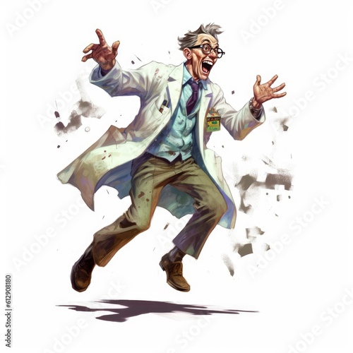 A mad scientist in a lab coat