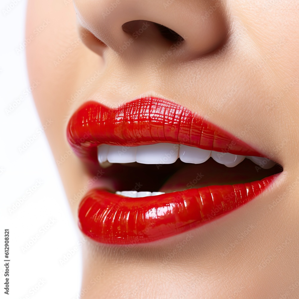 a woman's mouth with red lipstick a woman's mouth with red lipstick