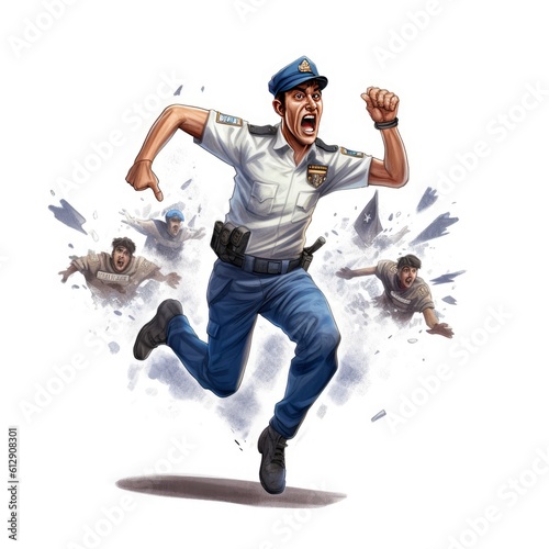 Illustration of running cops