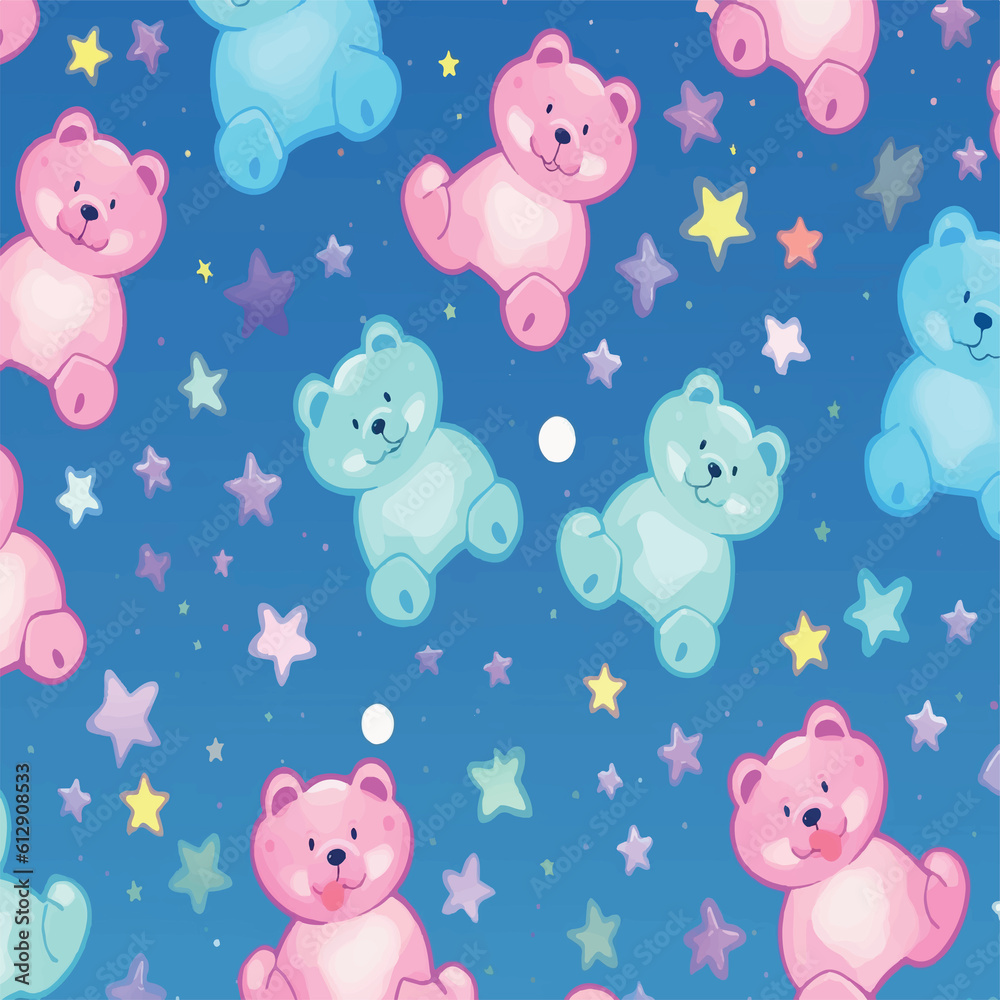 bear cartoon background on blue background