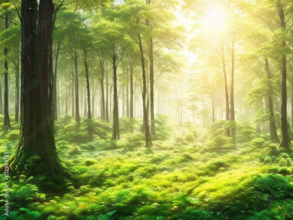 Naklejka premium morning in the forest