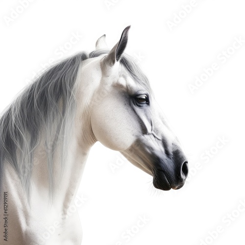 a white horse in profile
