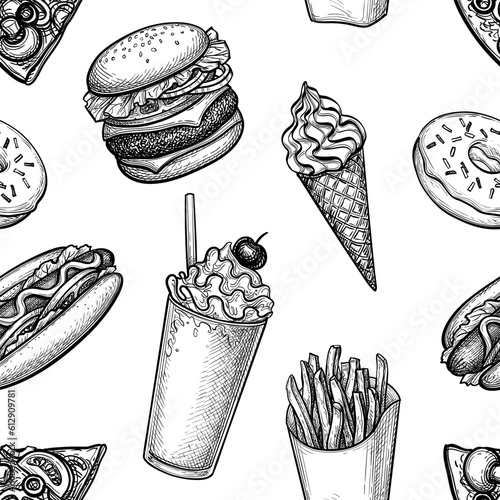 Fast food seamless pattern.