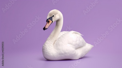White swan on a purple background.