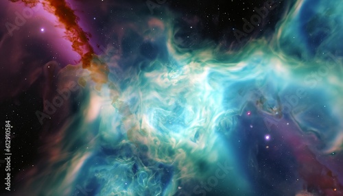 Background of nebulae, interstellar cloud, galactic background of a nebula, Generative AI