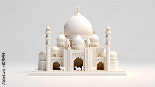 Eid Al Adha Banner Design Illustration. Islamic and Arabic Background for the Muslim Community Festival. Muslim Holiday. 3D Modern Islamic suitable for Ramadan, Hari Raya, Eid al-Adha photo
