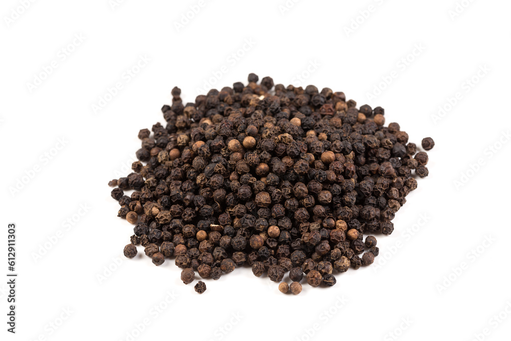 Black pepper was placed on a white background Black pepper was placed on a white background