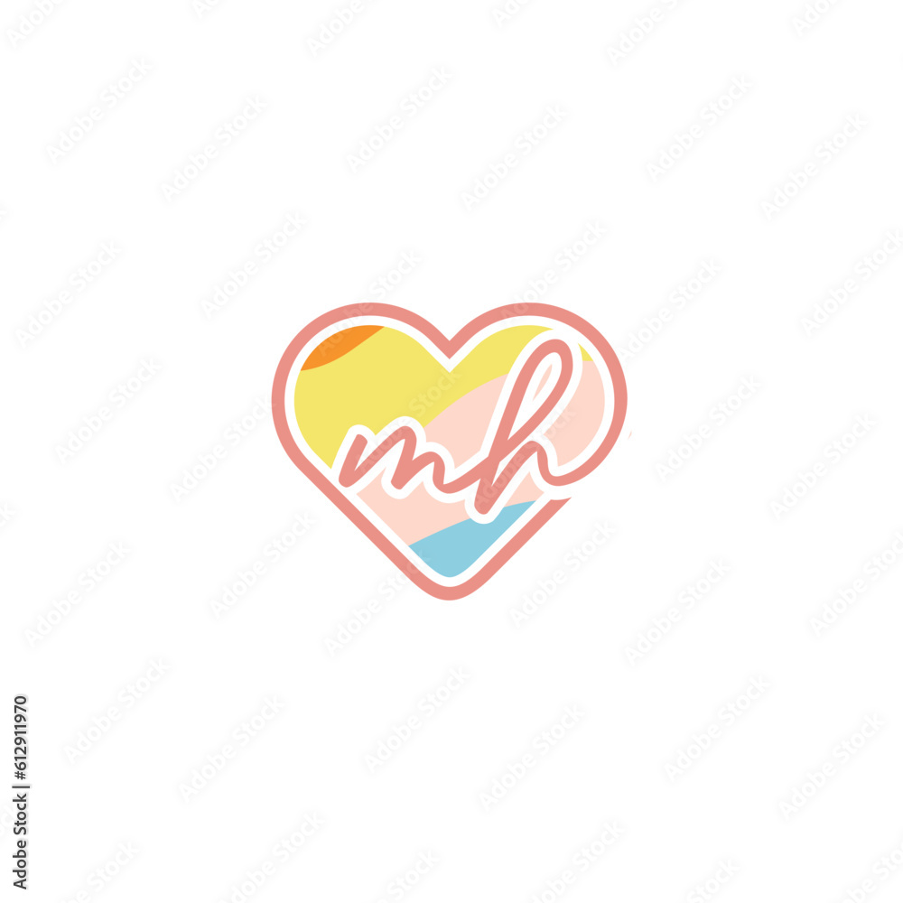 MH letter abstrack logo design 