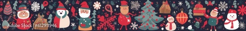 Big Christmas collection with traditional Christmas symbols and decorative elements. Christmas holiday pattern, Generative AI