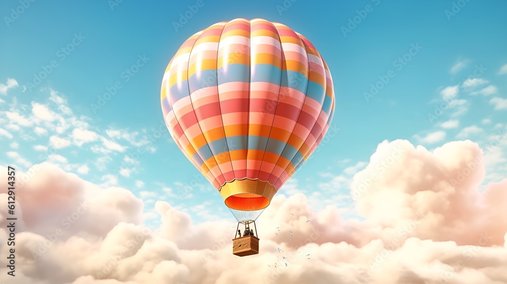 Fototapeta premium Up, Up, and Away: Colorful Hot Air Balloon Soaring in the Sky