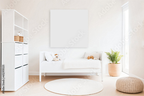 Child room interior with bed poster