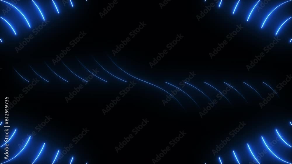 Neon glowing blue laser lines technology background. Seamless loop. 4K