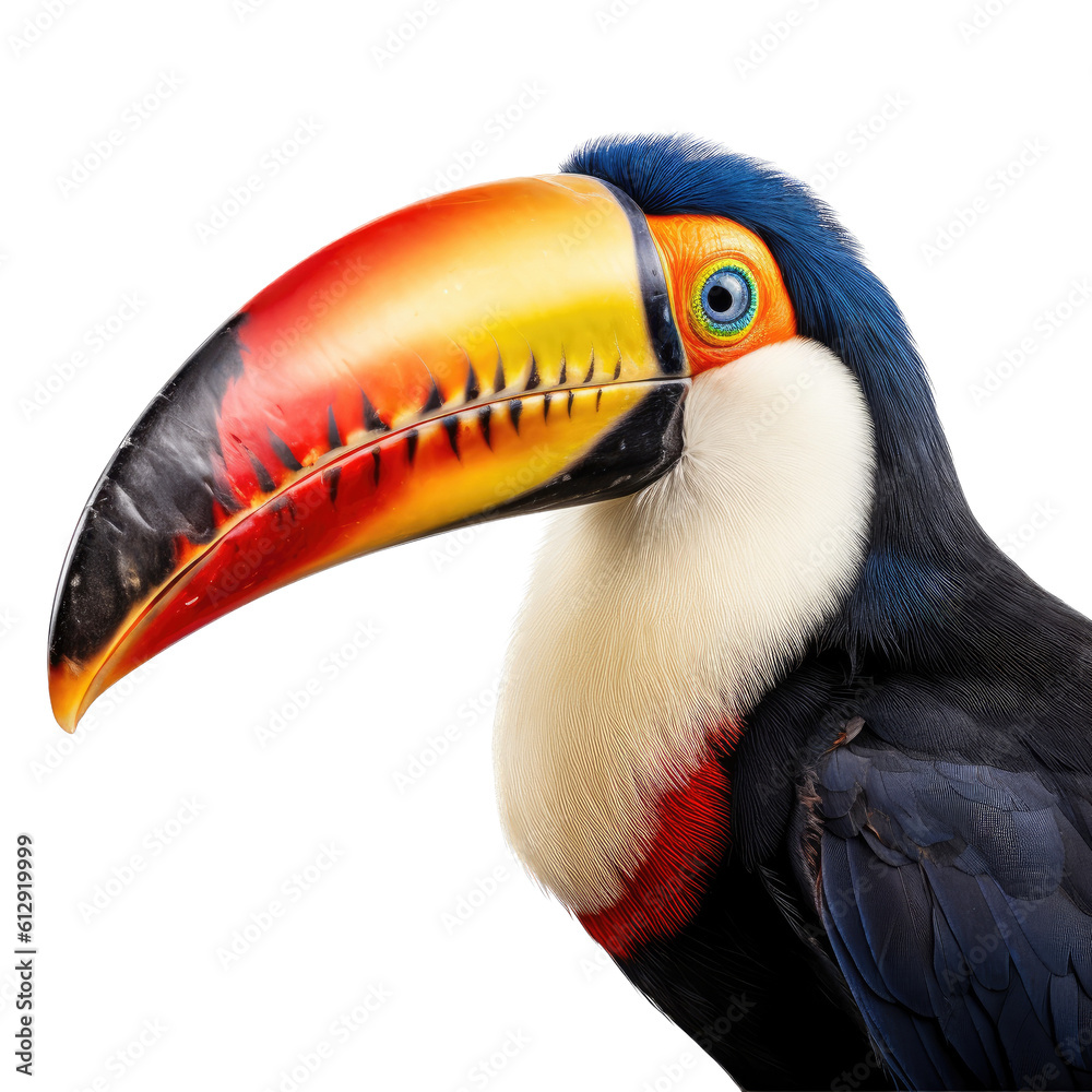 a Toco Toucan portrait in various positions, rainforest clown, Wildlife-themed, photorealistic illustrations in a PNG, cutout, and isolated. Generative AI a Toco Toucan portrait in various positions, rainforest clown, Wildlife-themed, photorealistic illustrations in a PNG, cutout, and isolated. Generative AI